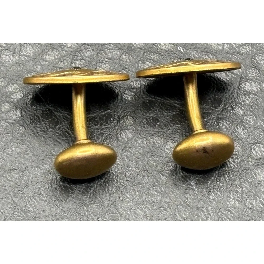 Antique Victorian Gold Filled Cufflinks Paste Stone Star Burst Swirl Bean Back